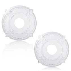 2 Pieces PU Ceiling Medallion Decorative Ceiling Fan Medallion For Light Fixtures Ceiling Fans Chandeliers, 12 Inch OD