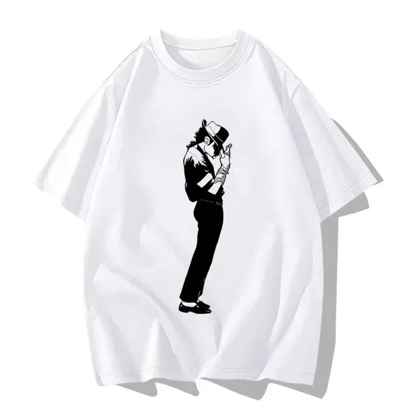 2026 New Michael Jackson Unisex Oversized T Shirt Family Matching Streetwear Vintage Dancer Silhouette Print Short Sleeve Tee