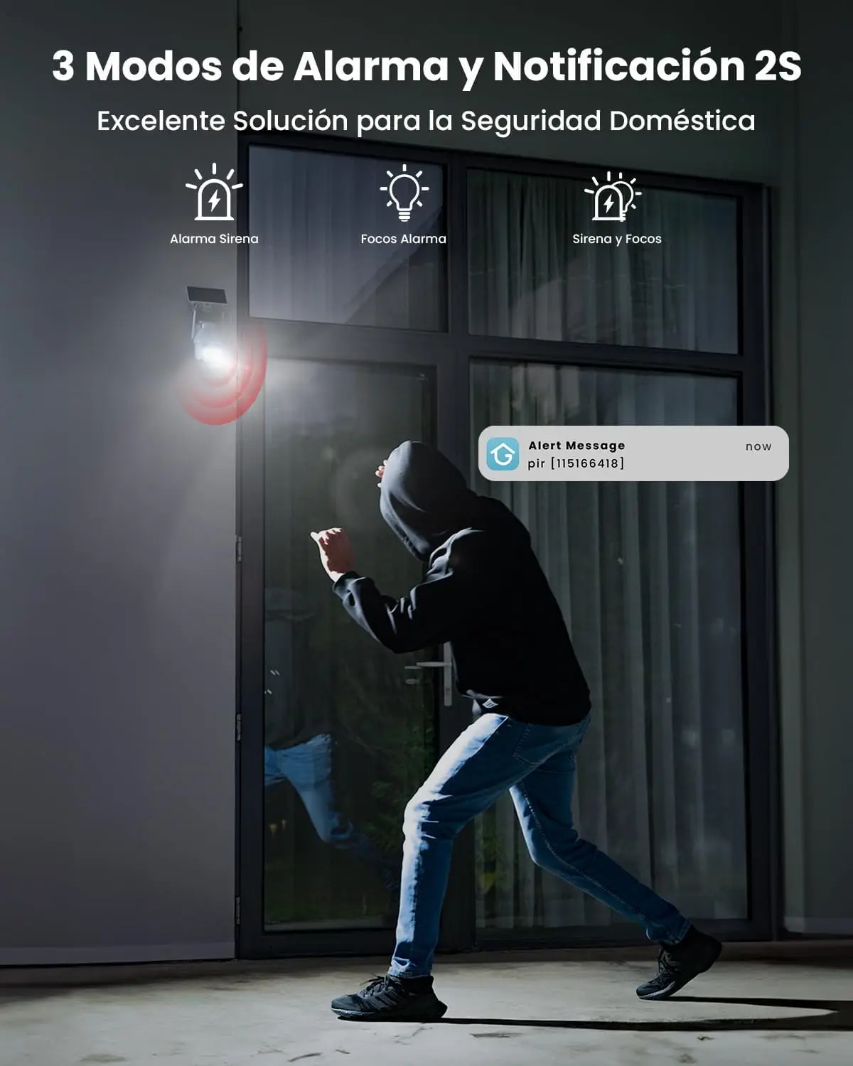 Cámara de Vigilancia WiFi Exterior Solar de 3MP con Batería Sin Cables, Cámara de Vigilancia Exterior Solar con Visión Nocturna a Color