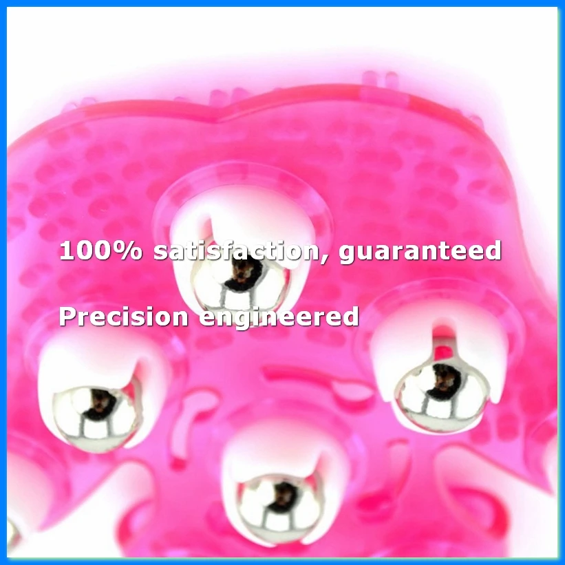Palm Shaped Massage Glove Body Massager With 9 360-Degree-Roller Metal Roller Ball Beauty Body Care (Pink)-A63M