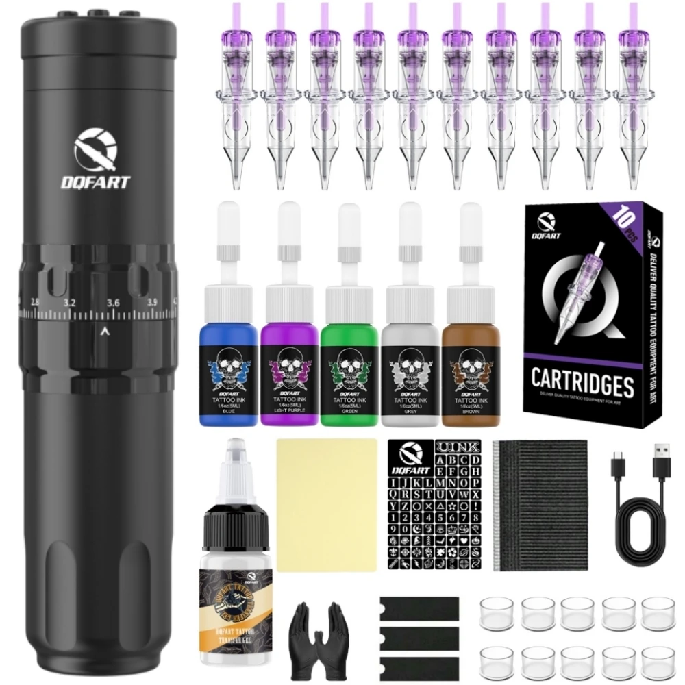 DQFART T1Pro 1500mAh Electric Wireless Tattoo Machine Pen Supplies Accessories Tattoo Ink Body Art Creative Designs Beginner