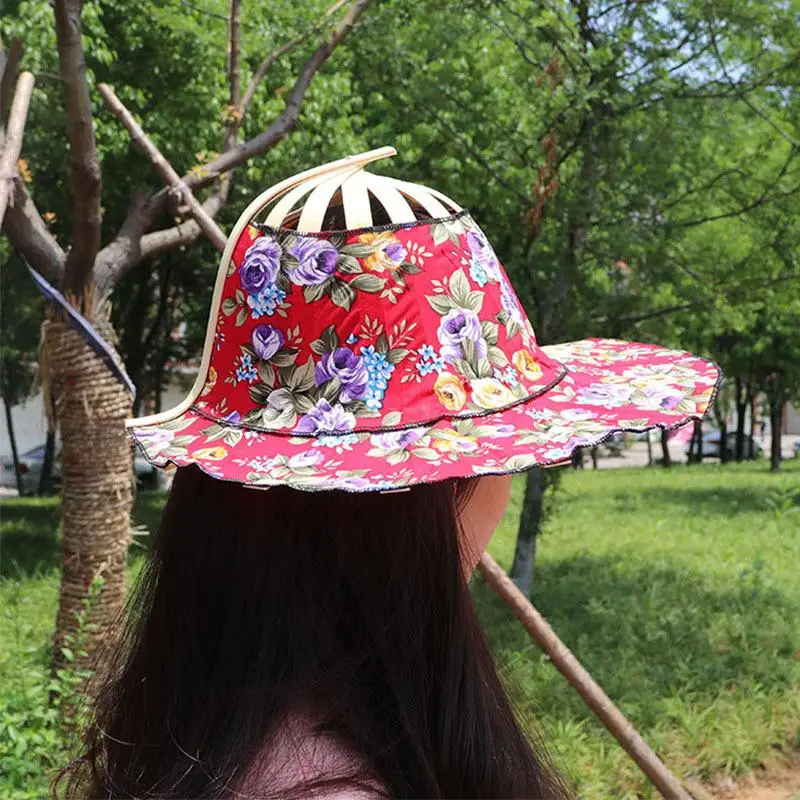 

1Pc Random Color Women Summer Outdoor Sun-Proof Fashion Hat Multi Functional Bamboo Foldable Fan Hat