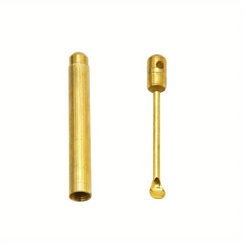 5pcs Golden Folding Ear Spoon Keychain - Portable Metal Ear Cleaning Tool, No Battery Required