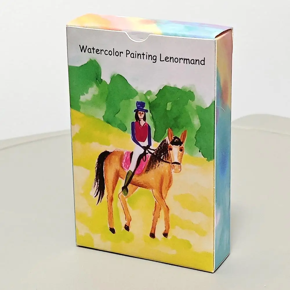 Pintura de acuarela Lenormand Deck 42 piezas Tarjetas Lenormand Sistema Rana 9 * 6 cm