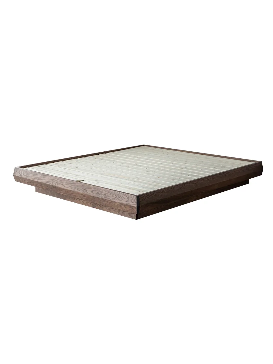 Nordic solid wood black walnut no bedside suspension Japanese oak tatami bed and breakfast air pressure storage