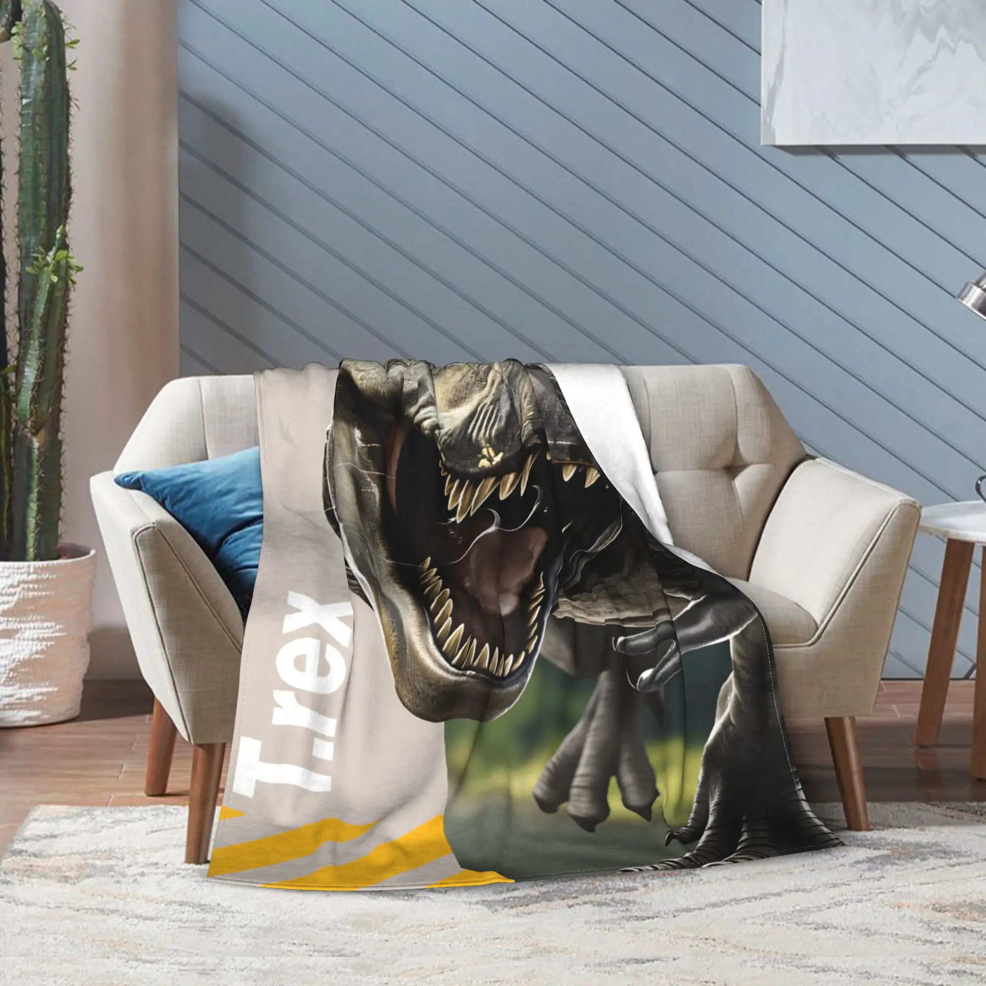 Cartoon Jurassics Parks Dinosaur Blanket Quality Cozy  Throw Blanket Winter Travel Car Home Decor Print Bedspread