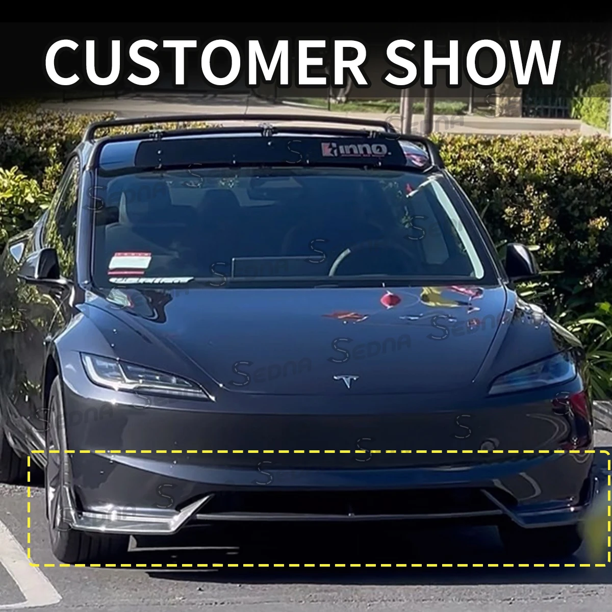 For Tesla 2024 Model 3 Highland Front Bumper Lip Deflector Guard Trim Cover Modified ABS Plastic Body Kit Diffuser Accessories