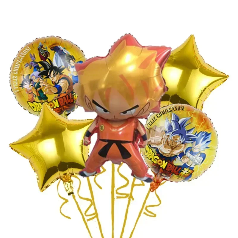 5pcs Dragon BallZ Balloon Set Anime Goku Super Saiyan Models Foil Ballons Cartoon Birthday Party Decoration Supplie Boy Toy Gift