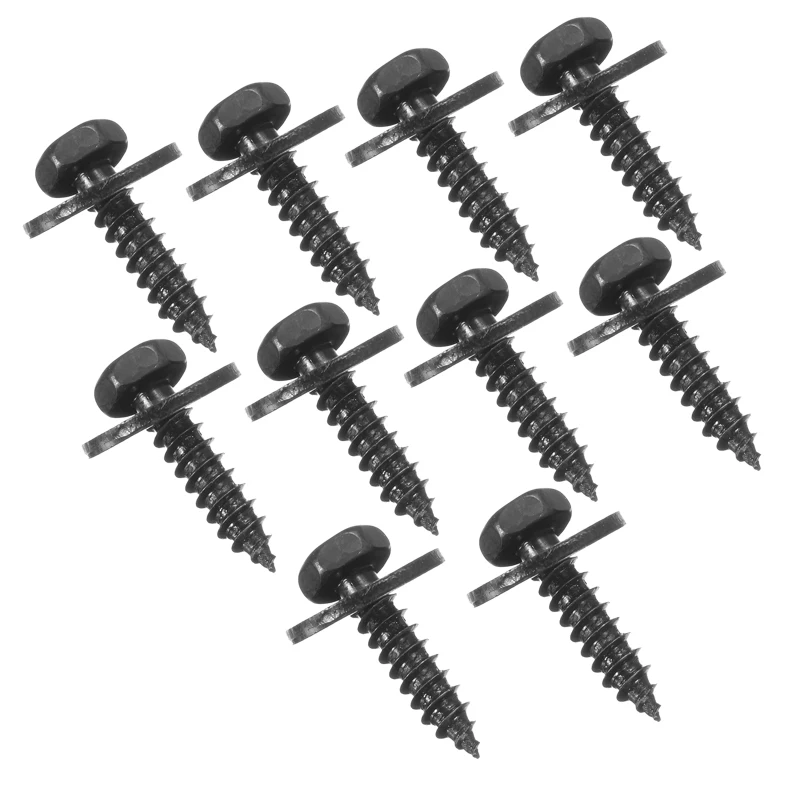 10/20Pcs/Set Self Tapping Tapper Screw And Washer For BMW 4.8 x 19 mm Black 8mm Self Tapping Tapper Screws