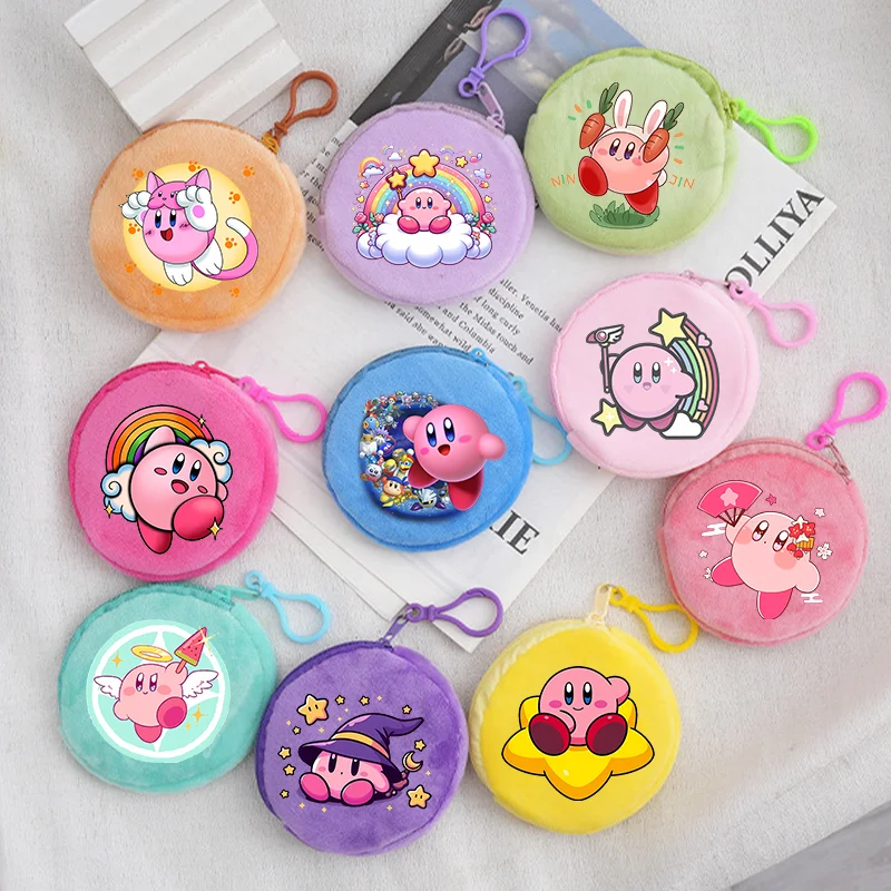 

Star Kirbys Coin Purse Round Mini Wallet Various Macaron Colors Money Bags Kawaii Anime Figure Zipper Purse Birthday Party Gift