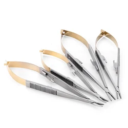 1PC 14cm/16cm Castroviejo Needle Holders Dental Orthodontic Implant Dentist Tool Straight/Curved Forceps Tweezer Microsurgery