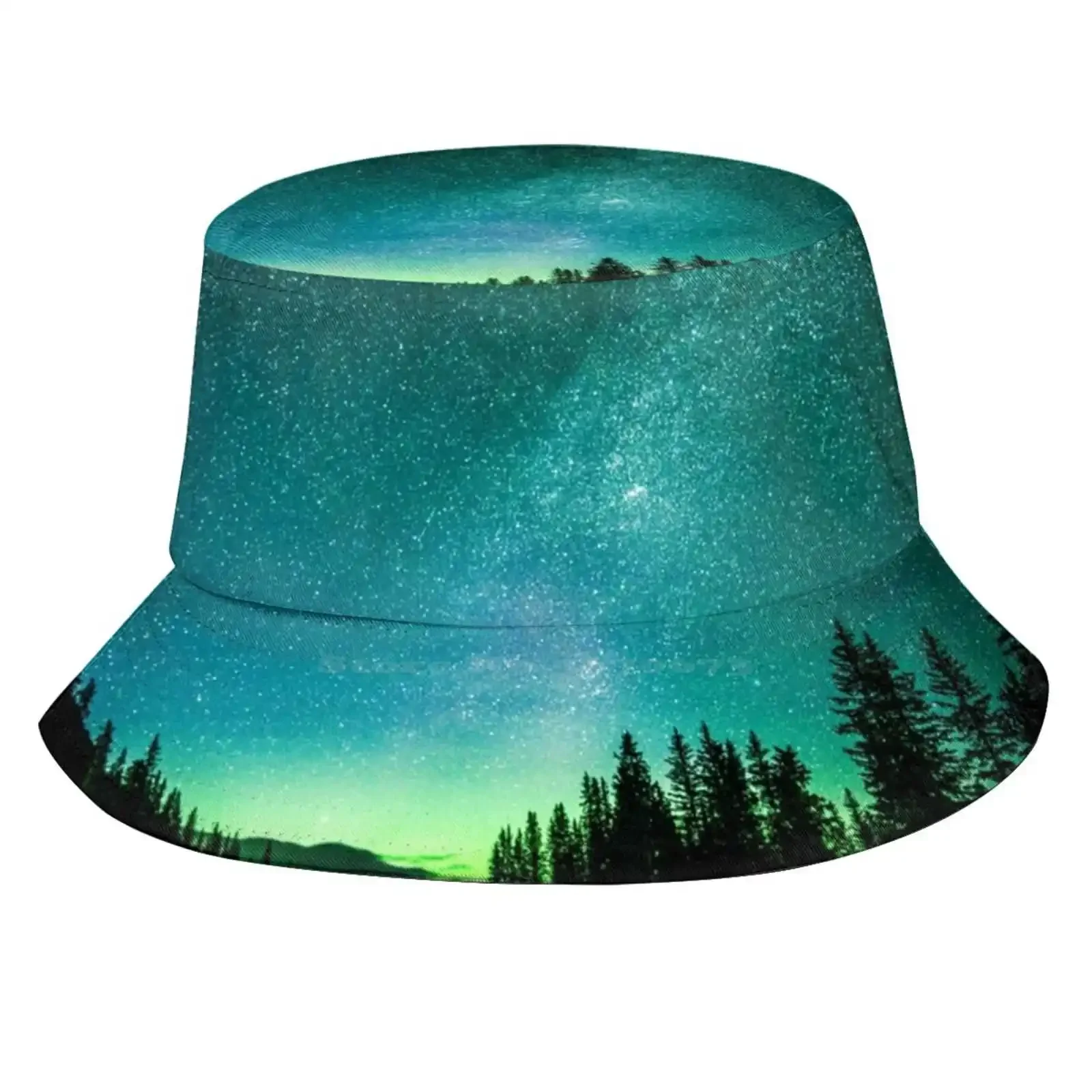 Borealis Aka Northern Lights Sun Cap Fisherman Hat Bucket Hats Borealis Northern Lights Nature Mountains Neon