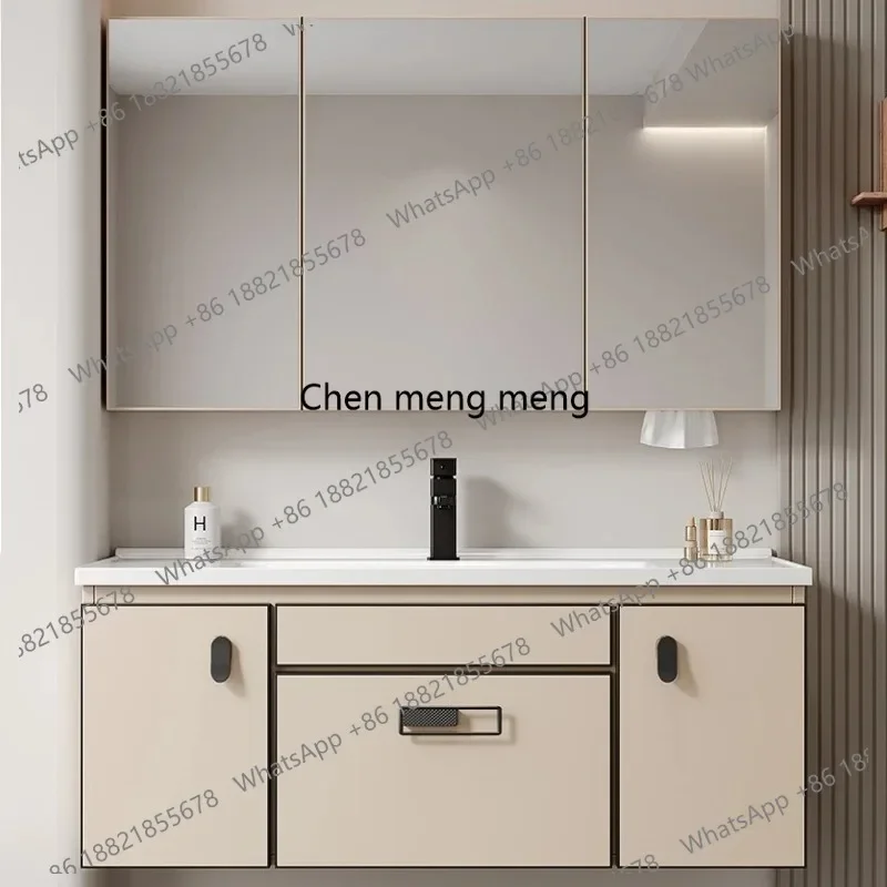 X188 Ceramic Sink Bathroom Cabinets Light Luxury Simple Wash Up Wash Hands Bathroom Cabinets Open Storage Furniture