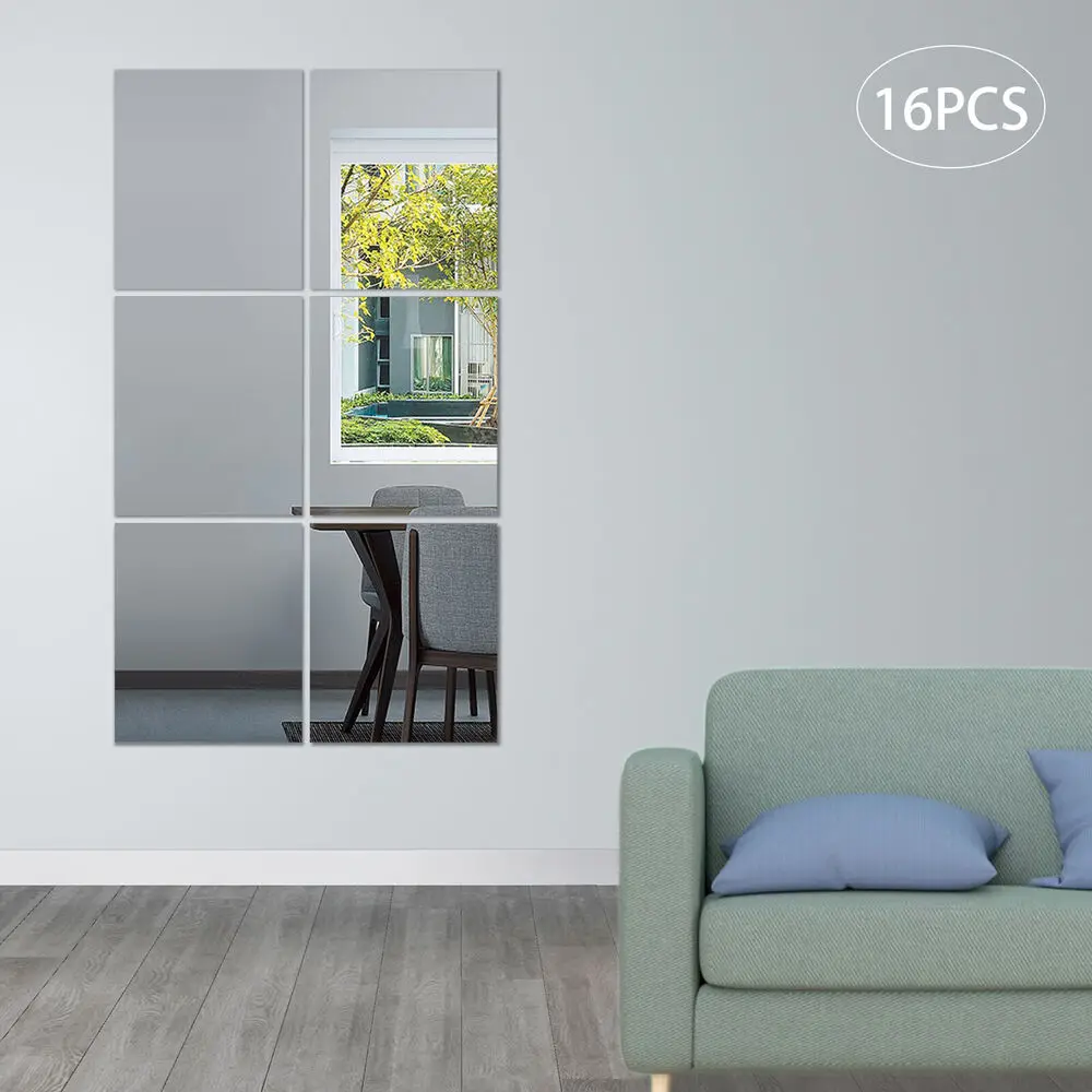 

DIY Combinable 12×14In Acrylic Mirror Tiles, Waterproof Weather‑Resistant For Bathroom Bedroom Gym Wall Decoration
