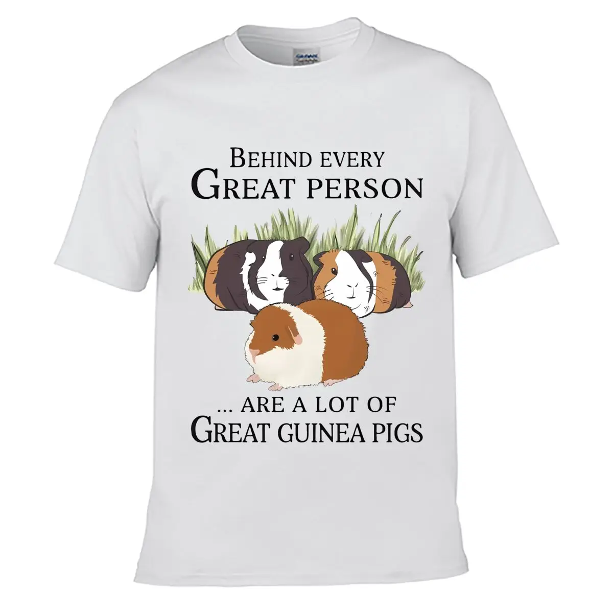 Behind Every Great Person Guinea Pigs Solid Washed Vintage Tee Distressed Loose