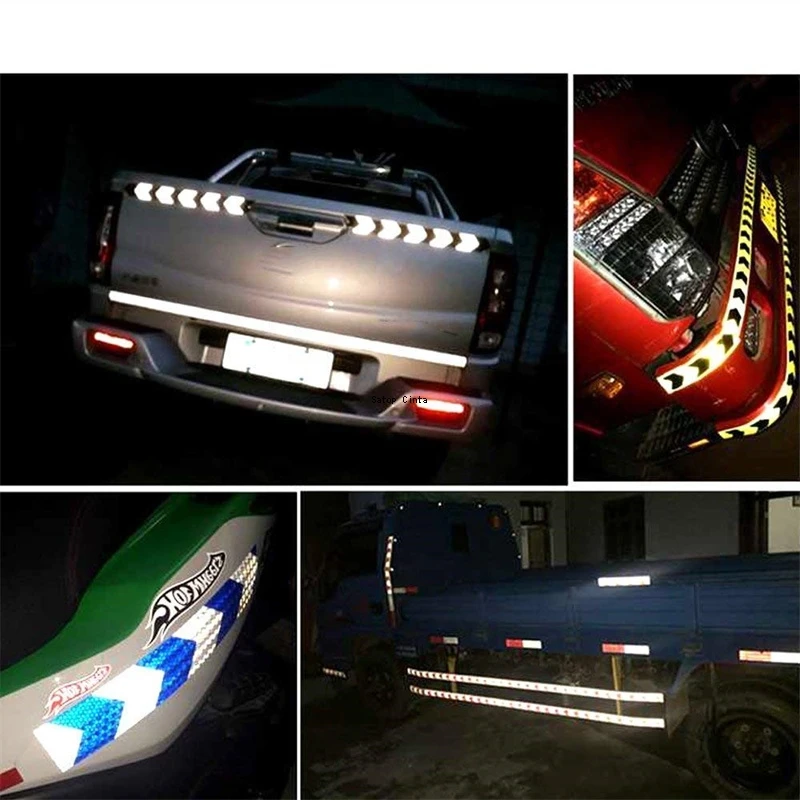 Arrow Reflective Stickers Blue-White 2inch*16FT Safety Tapes Self-Adhesive Conspicuity Warning Strips Reflectors Film For Trucks