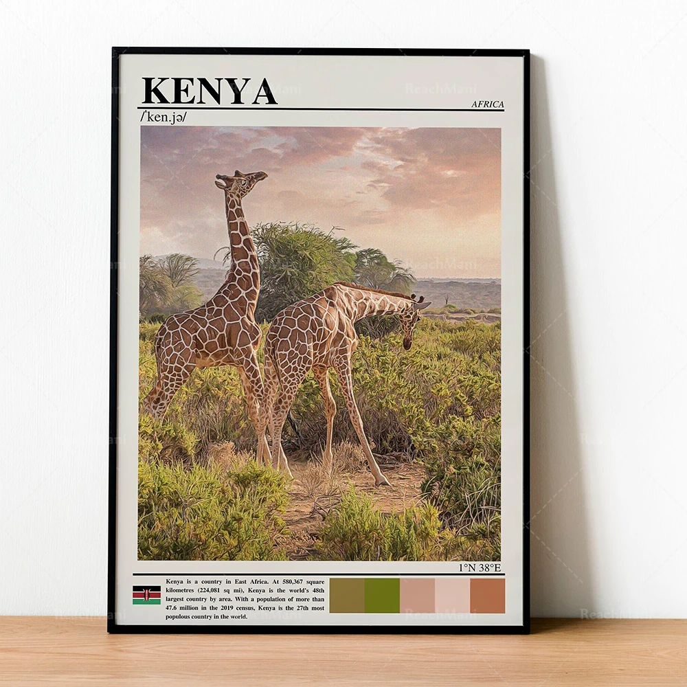 Seychelles, Senegal, Rwanda, Mauritius, Mauritania, Mali, Madagascar, Libya, Mount Kilimanjaro, Lesotho, Kenya African poster