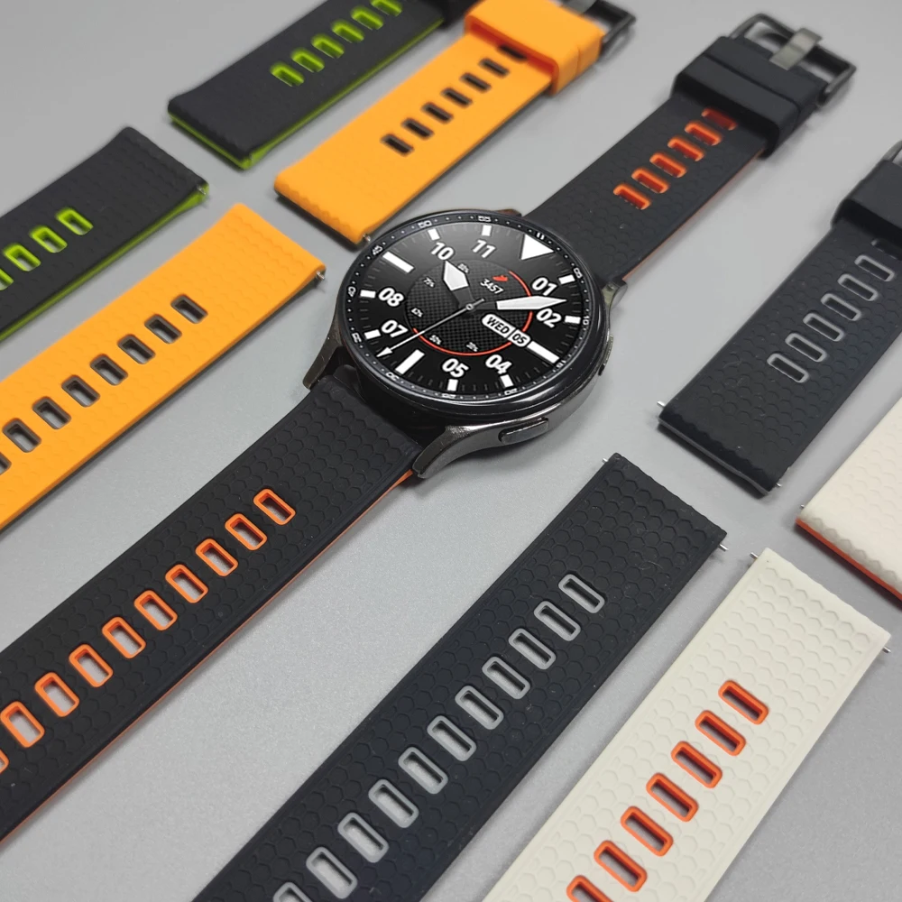 22mm Smart Watch Strap for Samsung 46mm/Galaxy Watch3 45mm/Gear S3 Frontier Silicone Sport Bracelet for Huawei GT6 GT 6 Pro Band