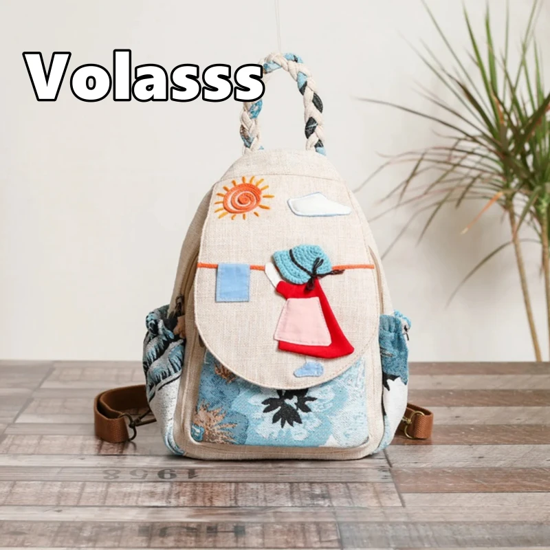 

VOLASSS New Sunshine Life Backpack For Women's Canvas Large Capacity Schoolbag Girl Versatile Casual Travel Chest Pack Purse