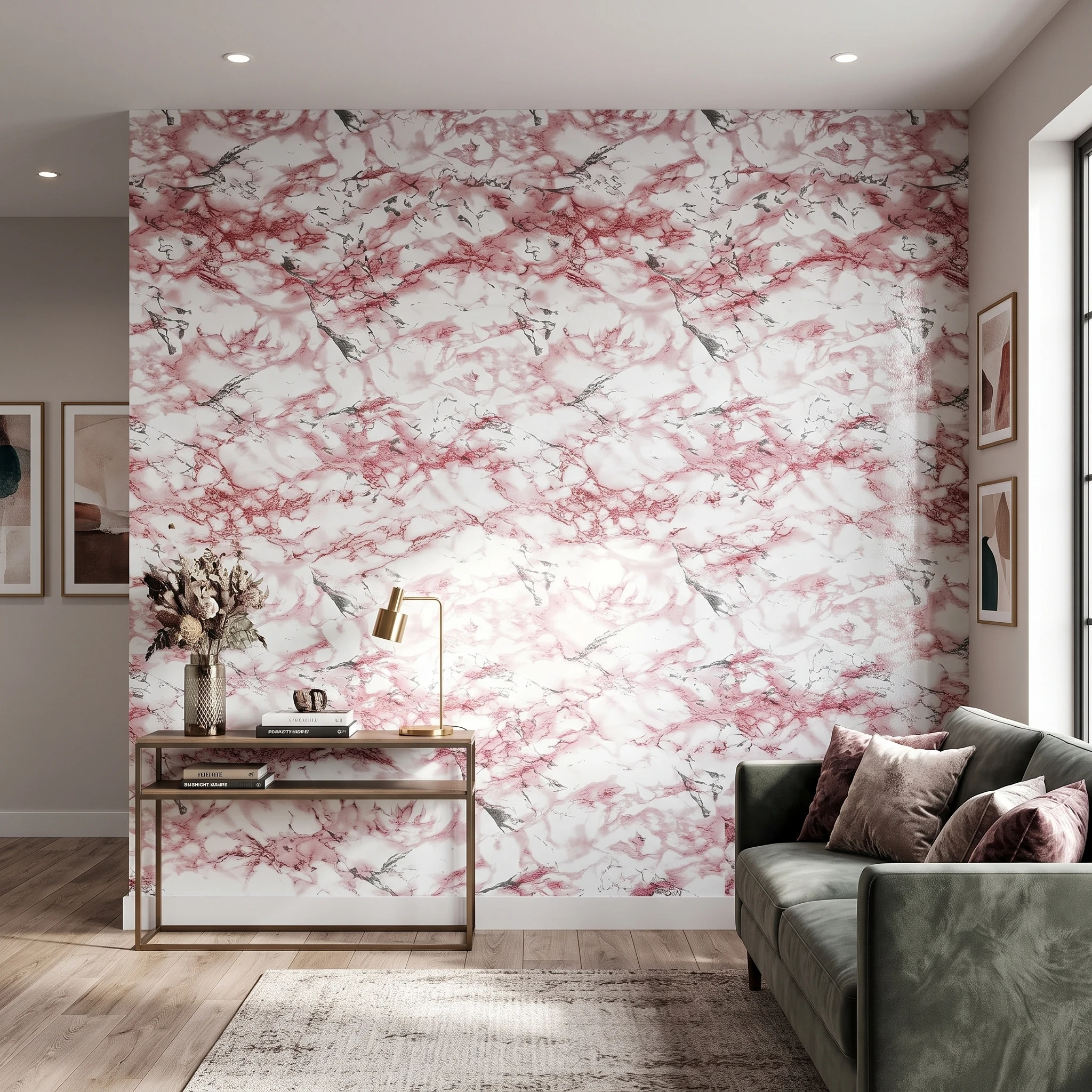 Glossy Pink Marble Contact Paper Self-Adhesive Kitchen CountertopGranite Wallpaper Waterproof Oil Proof Sticker for Home Decor