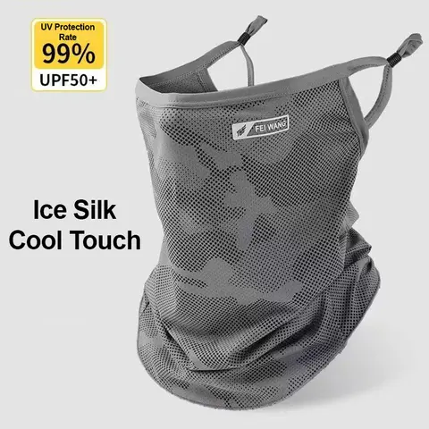 Neck Gaiter UV Protection Face Mask Ice Silk Unisex Face Cover Cycling Cooling Breathable Fishing Ear-Loop Adjustable Neck Scarf