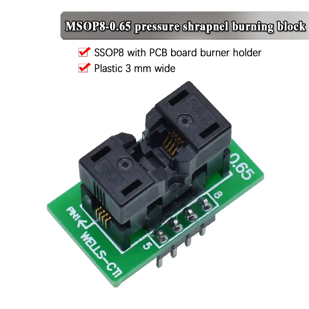 Convertitore presa adattatore da MSOP8 a DIP8 per adattatore programmatore IC chip di test MCU passo 065mm 1 pz