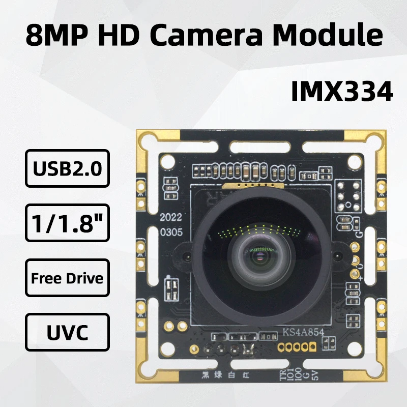 HD 4K 8 million USB camera module with no drive, 1/1.8 inch sensor, 30FPS Sony IMX334 3840 x 2160