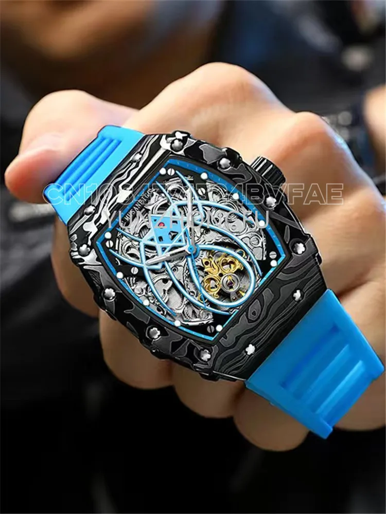 20 New Musang Figer Wine Barrel Fully Automatic Mechanical Watch Men's Night Glow Sports Fashion Hollow Men's Watch