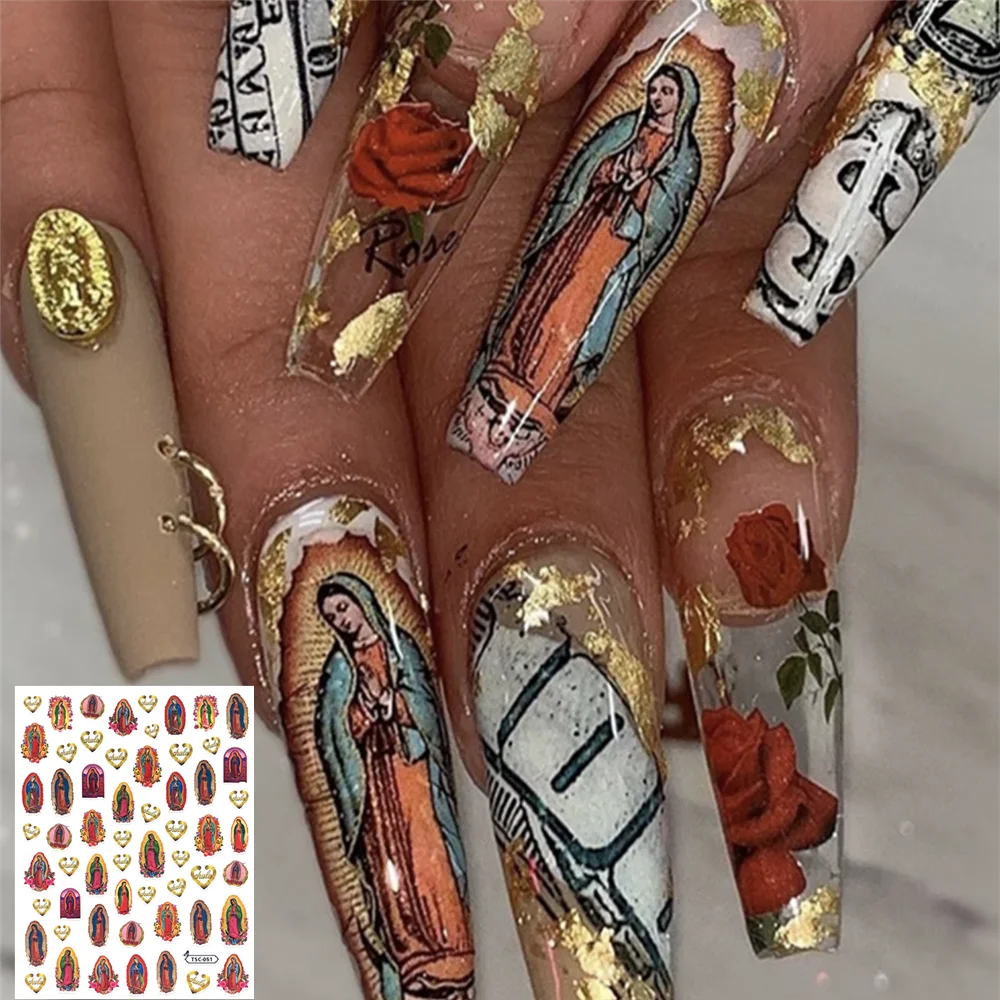 

TSC-051 MG180606-14 Angel Jesus Cross Rose Money 3D Back glue Nail decal Nail sticker Nail decoration Nail art Nail ornament