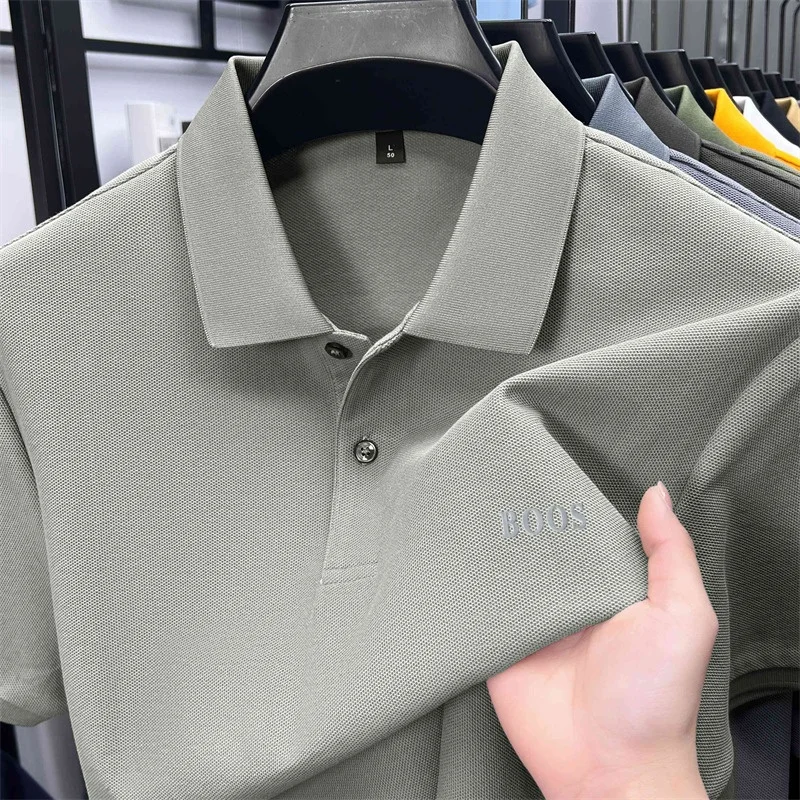 100% Baumwolle Hochwertige Herren Kurzarm-Poloshirts mit Kragen und Knöpfen Buchstabendruck Mehrere Farboptionen Meistverkaufte Herrenbekleidung – Detail 26