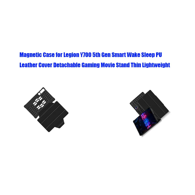 Magnetic Case for Legion Y700 5th Gen Smart Wake Sleep PU Leather Cover Detachable Gaming Movie Stand Thin Lightweight