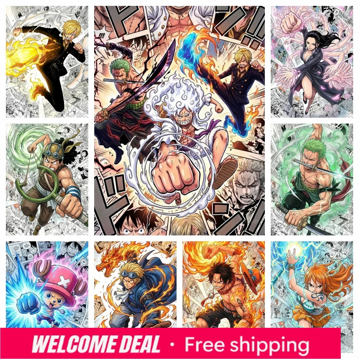 2026 2026 New O-ne Piece Diamond Painting Monkey D. Luffy A Reward Diamond Embroidery Roronoa Zoro Handmade DIY Mosaic Art Gif