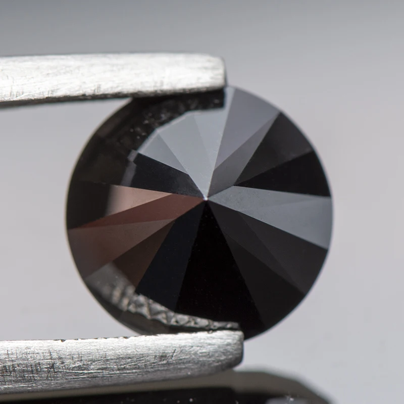 Moissanit-Stein, runder Schliff, primäre schwarze Farbe, im Labor gezüchteter Diamant für DIY-Schmuckherstellung, Pass-Diamant-Tester mit GRA-Zertifikat