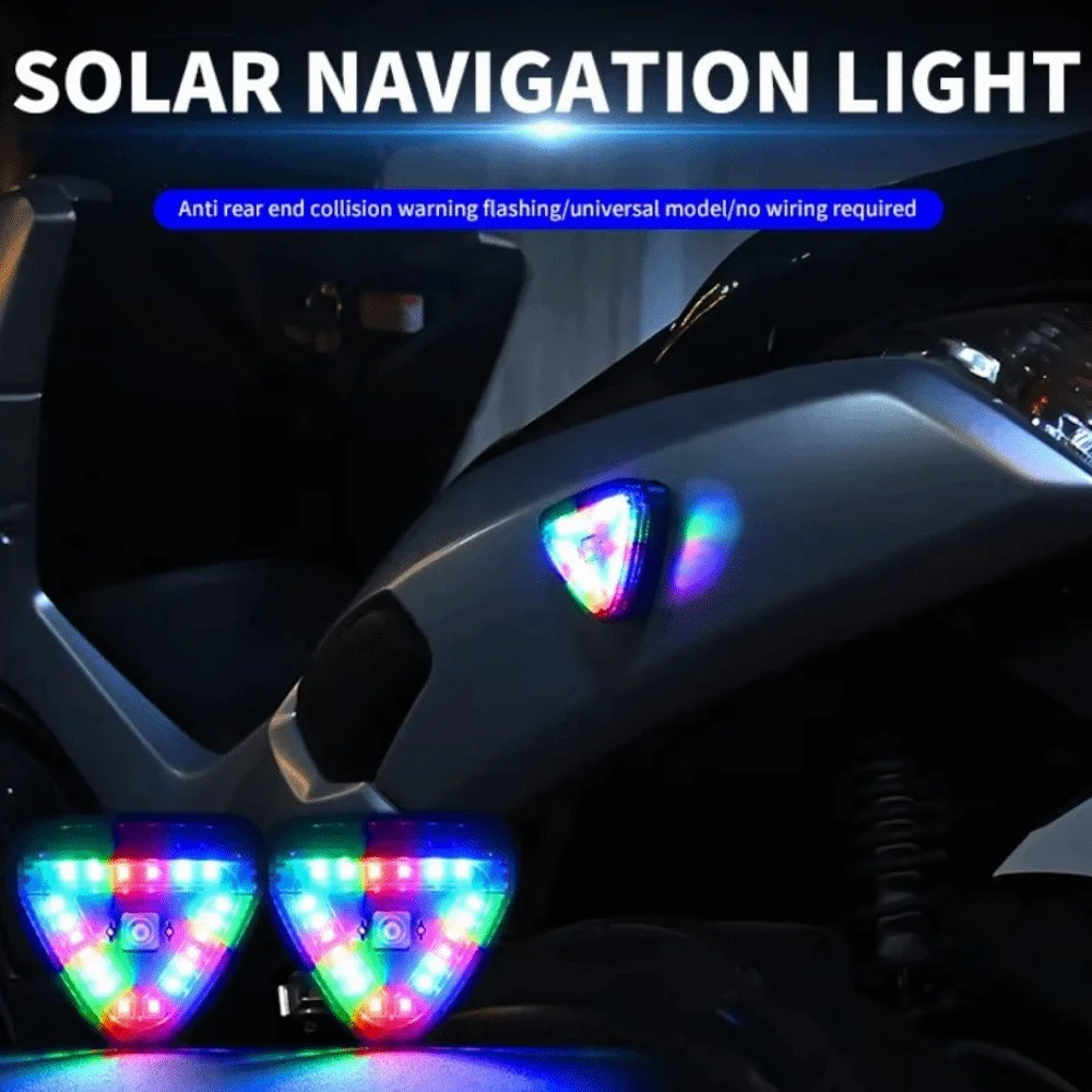 Waterproof Solar Navigation Light USB Charging Colorful Solar Power Strobe Warning Light Wireless 6 Modes LED Tail Light