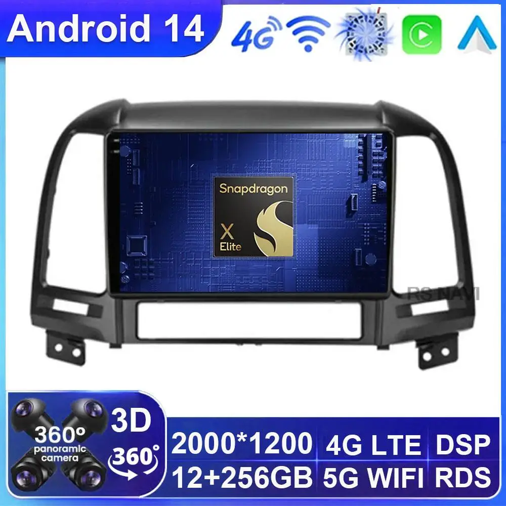 

Android 14 For Hyundai Santa Fe 2 2006-2012 Multimedia Navigation GPS Car Radio Video Player No 2din Auto BT 5G Stereo Head Unit