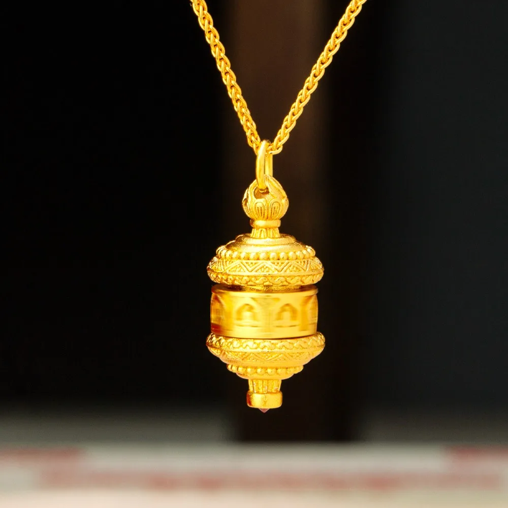 No XiangBuddha necklace female ancient inheritance palace style can be rotated solid 9999gold