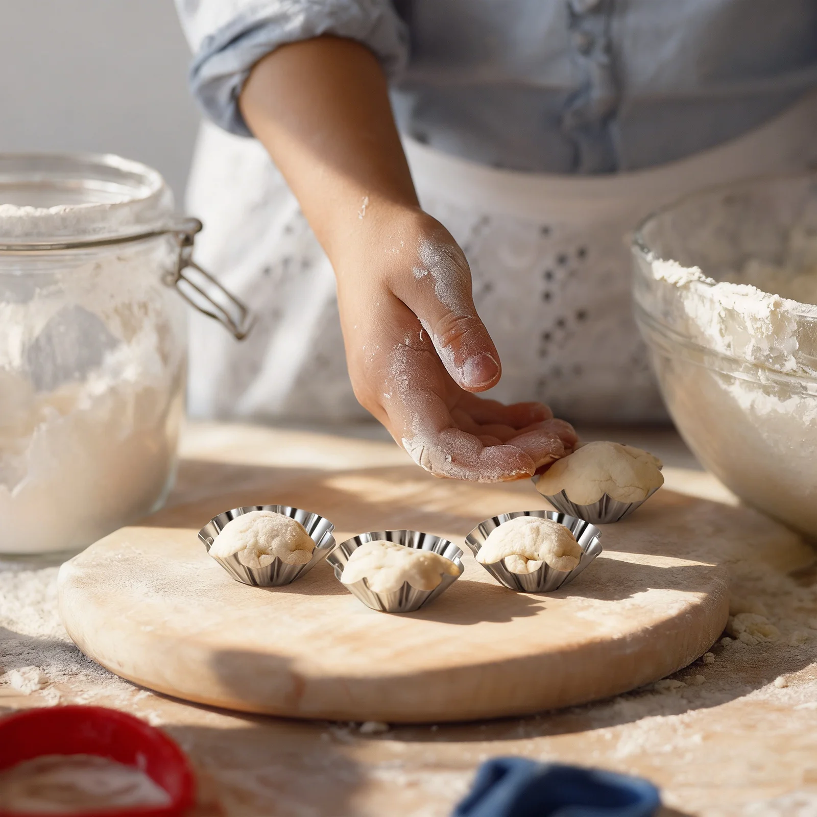 

Stainless Steel 12Pcs Flower Tart Pans Non Stick Baking Mold for Cupcakes Muffins Delicate Dessert Reusable Kitchen