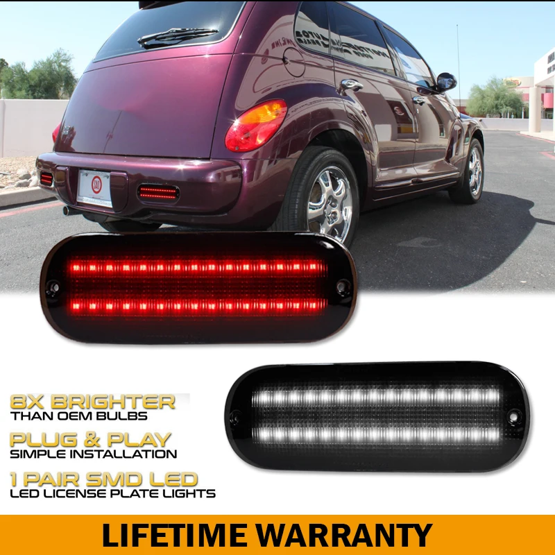 For Chrysler PT Cruiser Rear Bumper Reflector Lights Red Tail Light/Brake &Rear Fog Light as Reverse Light