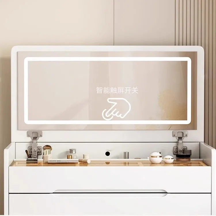 LTT Clamshell Small Vanity Bedroom Modern Minimalist Vanity Table Storage Cabinet in One