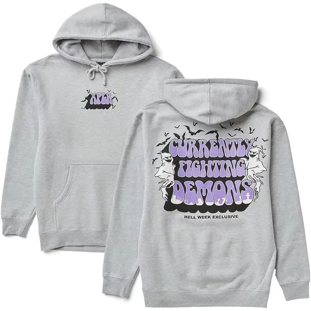 XPLR Sam und Colby Hell Week Fighting Demons HW Halloween Merch Hoodies Unisex Kapuzenpullover Freizeitkleidung – Detail 8