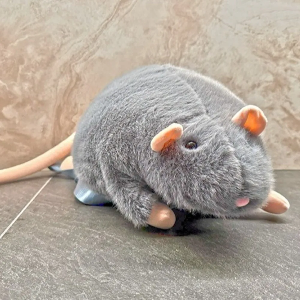 Soft Flower Branch Rat Backpack Large Capacity Cartoon Animal Figure School Bag Grey Brown Color Realistic Design Mouse Daypack