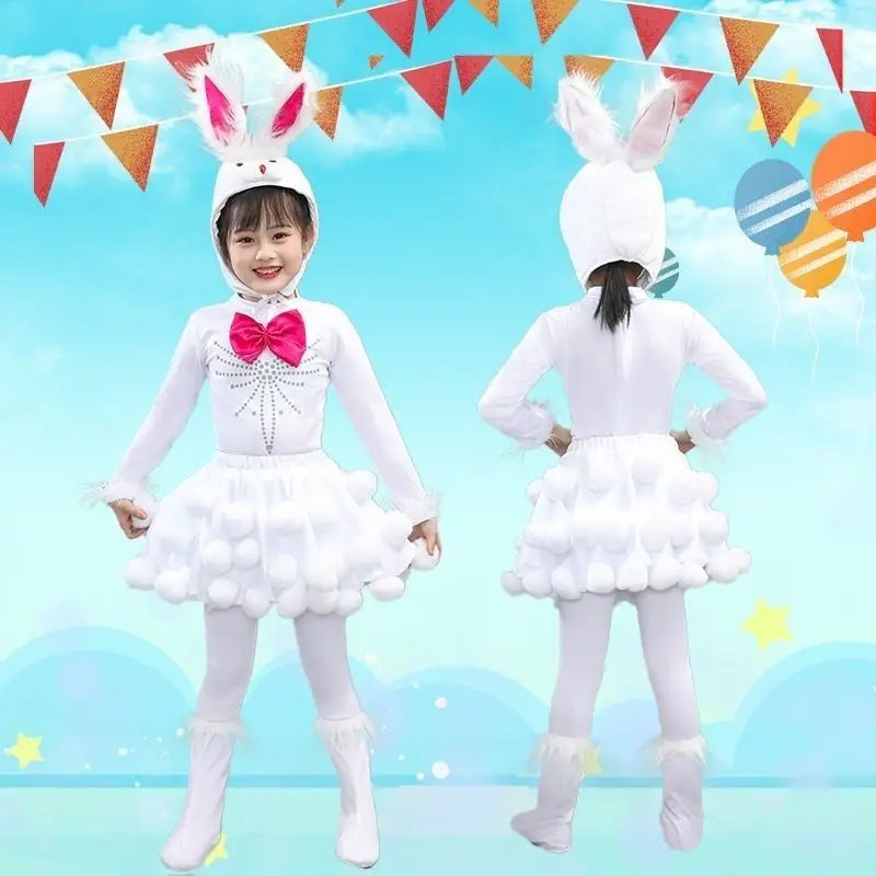 

White Rabbit Costume For Kids Carnival Halloween Costumes Cosplay Cute Animal Clothing Festival School Performance
