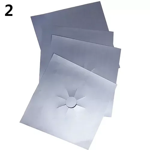 4 Pcs Square Foil Gas Hob Protector Liner Easy Clean Reusable Protection Pad Gas Stove Stovetop Protector Kitchen Accessories