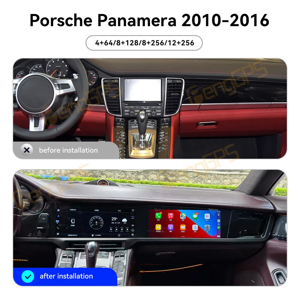 Dual Screen 12.3 Inch Android 13 CarPlay Car Radio For Porsche Panamera 2010-2016 Touch Screen Multimedia Player GPS Navigation
