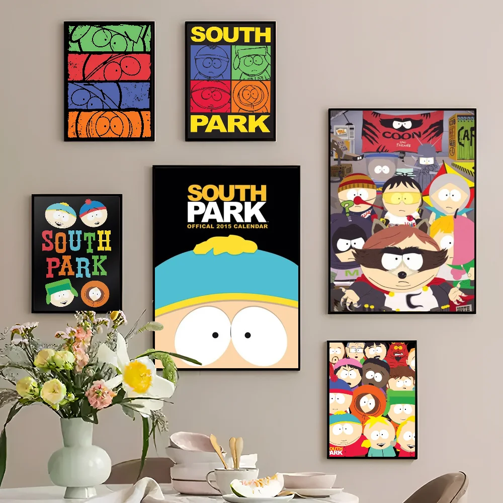 Cartoon-SouthparkS Self-adhesive Classic Anime Poster Waterproof Paper Sticker Coffee House Bar Room Wall Decor