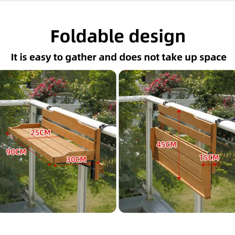 Adjustable Balcony Hanging Table Space-Saving Foldable Desk Durable Rail-Mounted Table for Outdoor Spaces Practical Outdoor