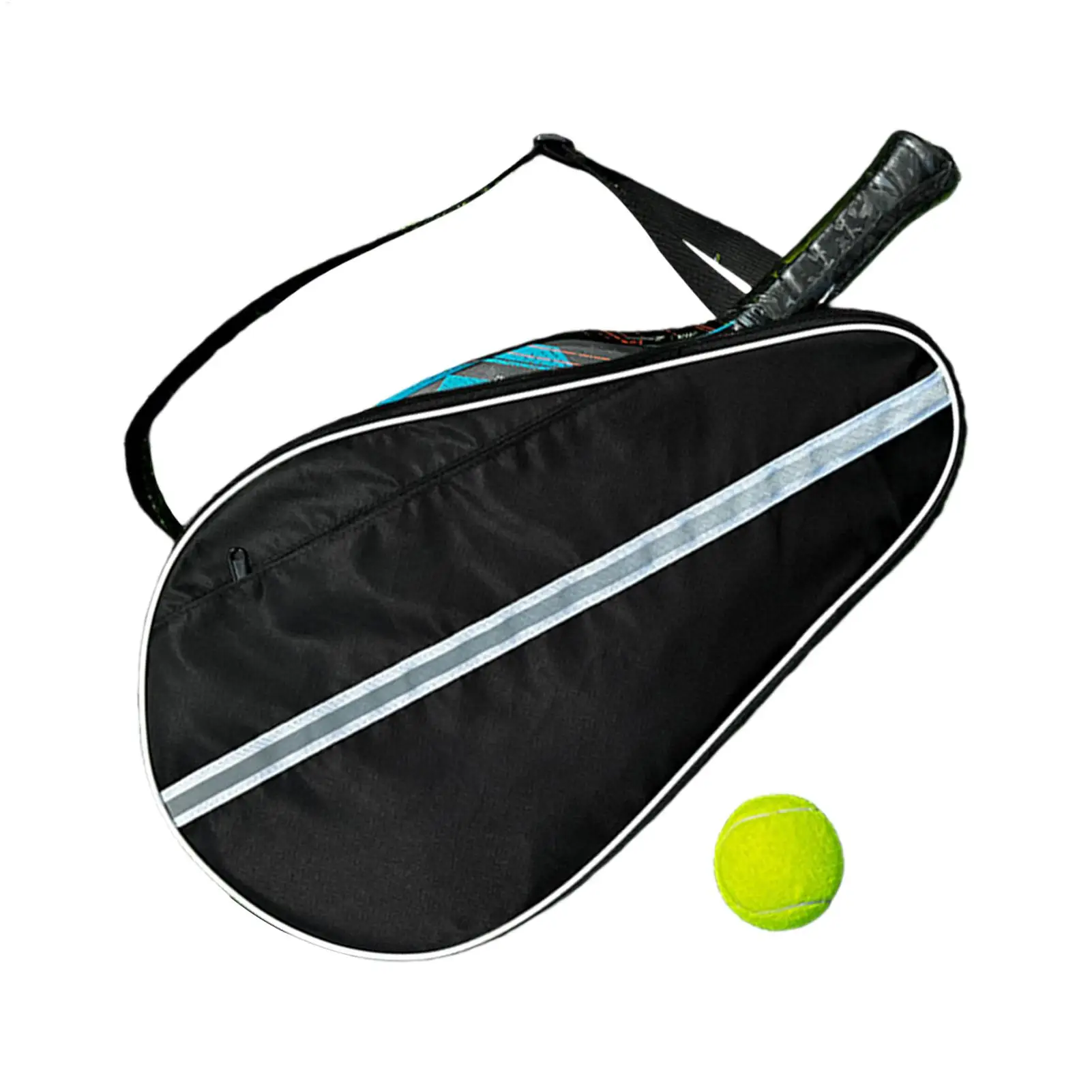 Adjustable Padded Tennis Racket Case Portable Zipped Paddle Storage Bag Reflective Tennis Backpack for Gym Club Court Tournament