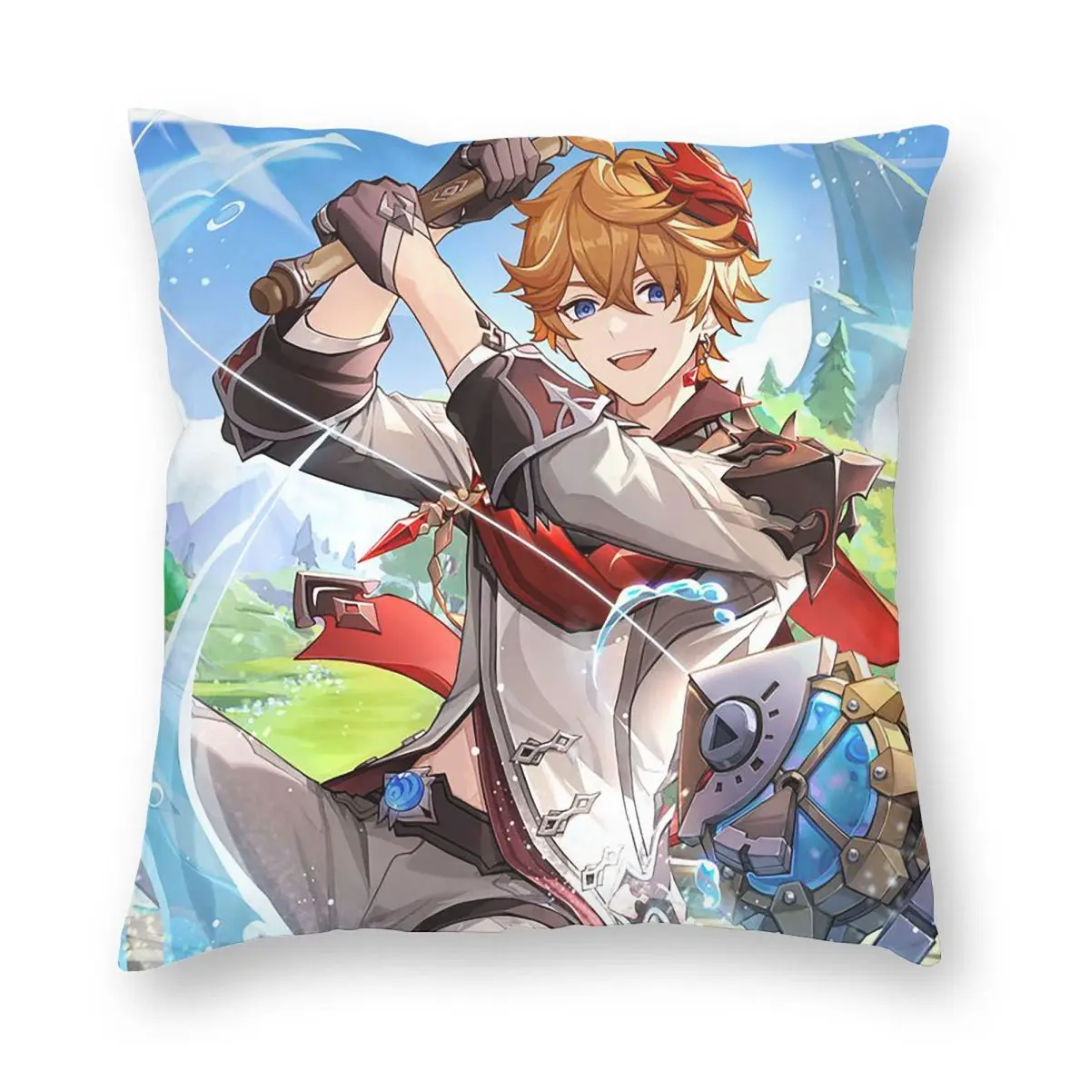 Games Genshin Impact Tartaglia Square Pillowcase Pillow Cover Cushion Zip Decorative Comfort Throw Pillow for Home Car