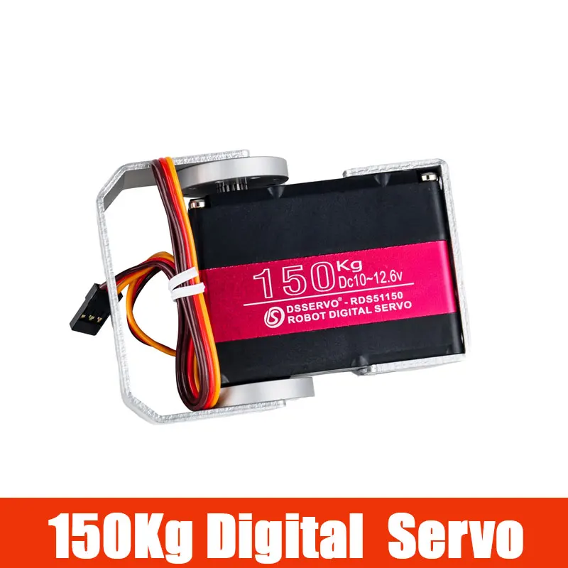 

RDS51150 150Kg High Torque Digital Servo Metal Gear 12V IP66 Waterproof Dual Shaft Robot Servo Motor with U Bracket for RC Car