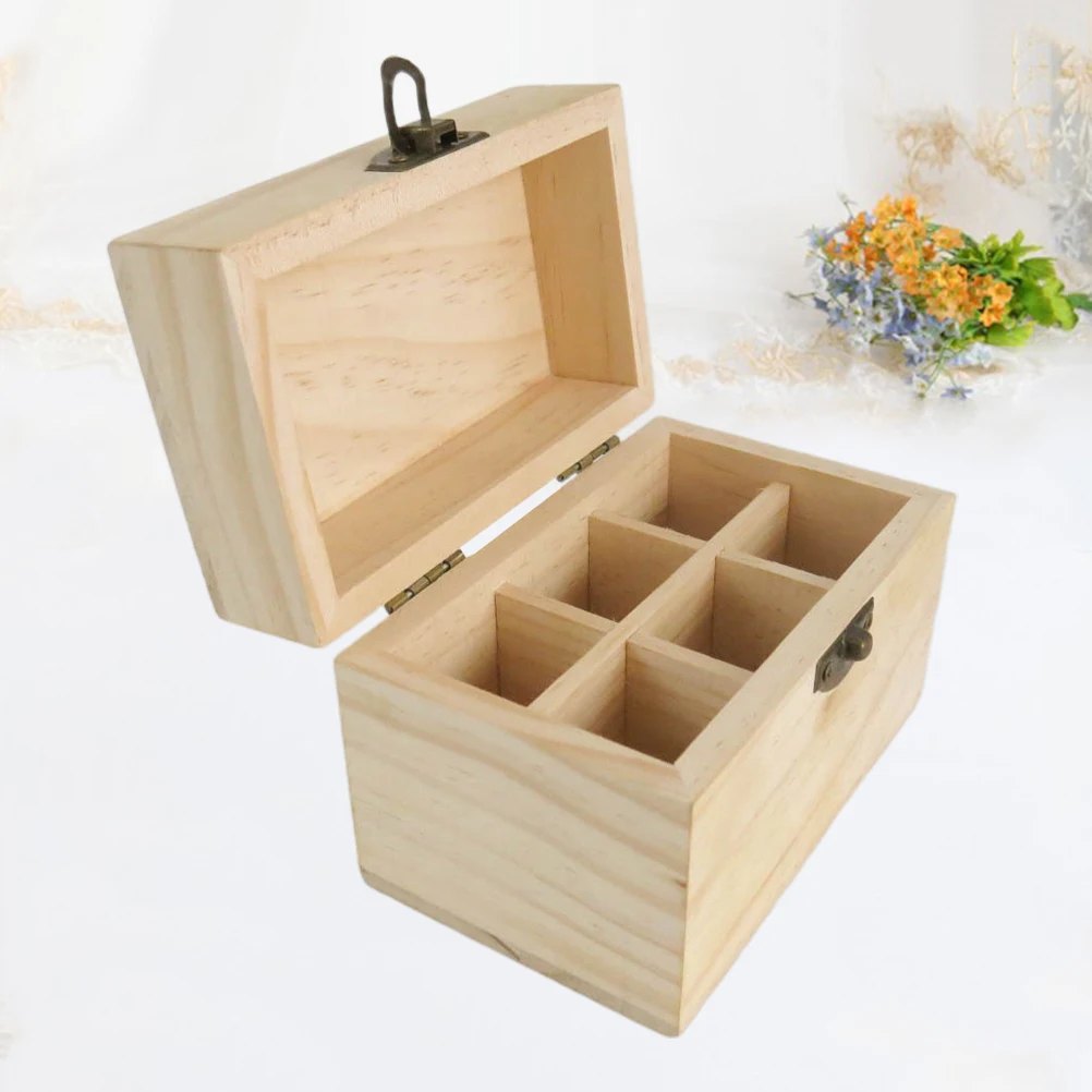 

6 Grids Wooden Essential Oil Storage Box Organizer Case For Perfume Skincare Desktop Rack Gift Container